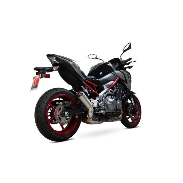 Scorpion Exhaust Kawasaki Z900 2017 - 2019 Red Power Slip-on Brushed Stainless Steel Sleeve